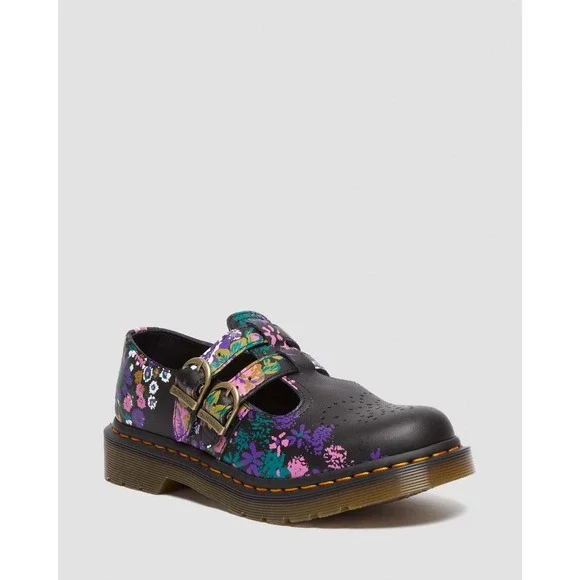 Dr Martens 8065 Vintage Floral Leather Mary Jane Shoes Women's 9 Double Buckle - Picture 2 of 15